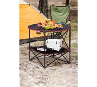 Living And Home 72.8Cm Dia X 61.9Cm H Foldable Camping Table Protable Fishing Round Table With Cupholders In Black Black One Size