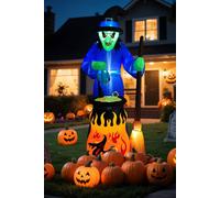 Living And Home 7Ft Halloween Inflatable Witch Decorations With Build-In Led Lights Multi One Size