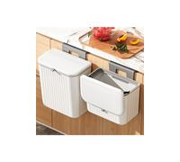 Living and Home 7L/9L Hanging Rubbish Bin Sliding Dustbin for Kitchen Bathroom with Lid in White | Size: Medium Living and Home White Medium