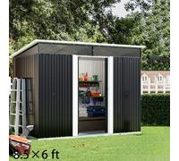 Living and Home 8.5X4ft/ 8.5X6ft Metal Garden Bike Sheds Storage Shed with Lockable Sliding Doors - 8.5X6ft