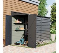Living And Home 8.8 X 4.7 Ft Pent Metal Garden Storage Shed Lean To Shed Motorcycle Shed With Lockable Door,charcoal Black