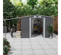 Living and Home 8×8ft/ 10×8ft Metal Grey Outdoor Storage Shed with Lean-to - 8×8ft