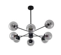 Living And Home 8-Head Modern Sputnik Chandelier Pendant Light, Smoky Gray Glass Shade