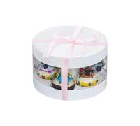 Living and Home 8-Inch Single Layer Transparent Ribbon Packaging Box - White