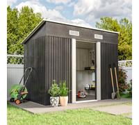 Living And Home 8 X 4 Ft Pent Metal Garden Shed Outdoor Storage Tool Shed With Lockable Door And Base Frame, Charcoal Black