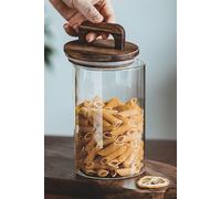 Living And Home 800Ml Glass Storage Jars Canister Pots Food Cereal Container With Wooden Airtight Lids In Clear Clear One Size