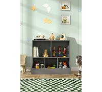 Living and Home 80cm H Double Layer Open Toy Clothing and Bookcase Management Cabinet - Grey