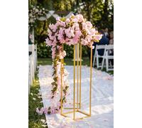 Living And Home 80Cm H Rectangular Geometric Flower Rack Column Vases Wedding Centerpieces For Wedding Decorations In Gold Gold One Size