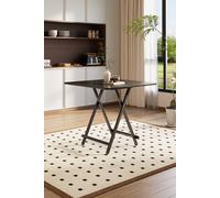 Living And Home 80X80Cm Folding Wooden Dining Table Outdoor Portable Camping Table In Black Black