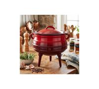 Living And Home 8L Enamelled Cast Iron Cauldron Potjie Pot W/ Lid, 3 Legs In Red Red