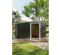 Living and Home 8x4 FT Garden Metal Storage Shed with 4.3x2.1 FT Log Store, Double Doors Lockable Weatherproof Outdoor Shed for Garden Tools in Grey Living and Home Grey