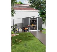 Living And Home 8X6 Ft Apex Metal Shed Garden Storage Shed Double Door With Garden Shelter In Grey Grey One Size