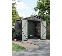 Living And Home 8X6 Ft Metal Shed Garden Tool Storage Shed With Waterproof Apex Roof,double Doors And Two Clear Windows For Nature Light,black Black One Size