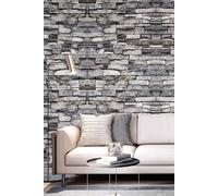 Living And Home 9.5M X 53Cm Beckson 3D Embossed Wallpaper Roll In Grey Grey One Size