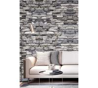 Living and Home 9.5M x 53Cm Beckson 3D Embossed Wallpaper Roll in Grey | Size: 9.5M x 53 cm Living and Home Grey 9.5M x 53 cm