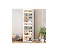 Living And Home 9-Tier Foldable Storage Cabinet Shoes Organizer With Doors In White White One Size