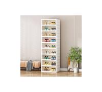 Living And Home 9-Tier Foldable Storage Cabinet Shoes Organizer With Doors In White White One Size