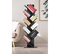 Living And Home 9 Tier Rustic Standing Tree Bookshelf Book Rack Bookcase 132Cm Display Shelf In Black Black One Size