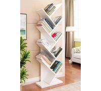 Living And Home 9 Tier Rustic Standing Tree Bookshelf In White White
