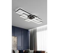 Living And Home 90Cm Neutral Style Rectangular Semi Flush Ceiling Light In Black Black One Size