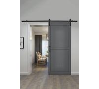 Living And Home 91Cm W X 3.5Cm D X 213Cm H Farmhouse Style Wooden Barn Door With Slide Guide In Dark Grey Dark Grey One Size