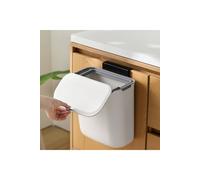 Living and Home 9L Hanging Wall-mounted Rubbish Bin With Lid for Kitchen Bathroom in White Living and Home White