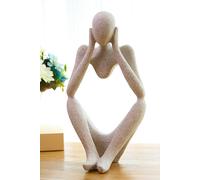 Living and Home Art Abstract Meditator Statue Tabletop Woman Figurine - Beige