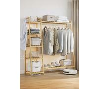 Living and Home Bamboo Bedroom Garment Clothes Rack 7 Tier Storage Shelf Coat Clothing Hanging Rack - Natural - Natural - One Size
