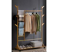 Living And Home Bamboo Clothes Rack Garment Rack With Bottom Shelf Versatile Shoe & Clothing Organizer In Natural Natural One Size