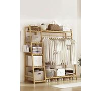 Living and Home Bamboo Clothing Garment Rack 7 Tier Storage Shelf Coat Clothes Hanging Rack - Natural - Natural - One Size