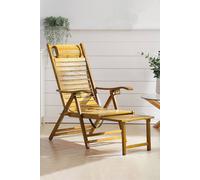 Living And Home Bamboo Foldable Recliner Lounge Chair With Retractable Footrest In Natural Natural One Size