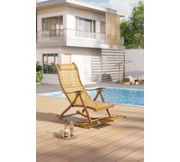 Living And Home Bamboo Foldable Recliner Rocking Chair In Natural Natural