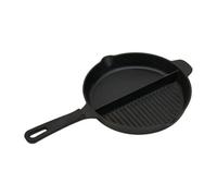 Living And Home Black 2-In-1 Divided Reversible Cast Iron Frying Pan, 44Cm W X 25Cm D X 4Cm H