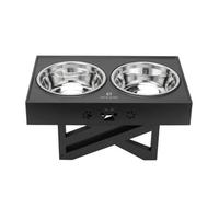 Living And Home Black Elevated Feeder With 2 Stainless Steel Bowls, 44Cm W X 27Cm D X 29.8Cm H