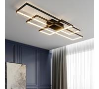 Living And Home Black Frame Neutral Style Rectangular Led Semi Flush Ceiling Light Fixture 110Cm Cool White