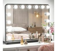 Living And Home Black Hollywood Makeup Vanity Mirror With 15 Dimmable Led Bulbs, 3 Color Lighting, Touch Control 50Cm (W) X 40Cm (H)