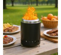 Living And Home Black Portable Tabletop Fire Pit With Ash Grate