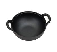 Living And Home Black Round Non-Stick Cast Iron Wok With Dual Handles, 40Cm W X 32Cm D X 10Cm H