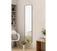 Living And Home Black Rounded Rectangular Metal Frame Door/wall Mount Mirror For Hallway, Bedroom & Bathroom, 28Cm W X 118Cm H Black