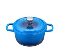 Living And Home Blue 4.75L Non-Stick Enameled Cast Aluminium Dutch Oven Pot With Lid, Induction And Gas Compatible