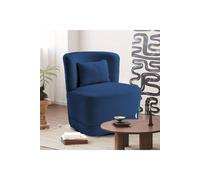 Living And Home Blue Teddy Fur Upholstered Swivel Barrel Chair With Pillow Blue One Size