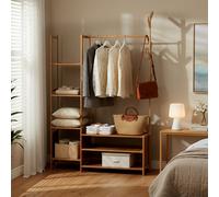 Living And Home Brown New Chinese Style Solid Wood Thickened Multi-Functional Coat Rack, 100Cm W X 29.5Cm D X 161Cm H