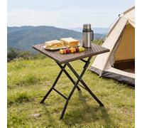 Living And Home Brown Square Portable Rattan Effect Tabletop Folding Outdoor Bistro Dinging Table 61 X 74 Cm