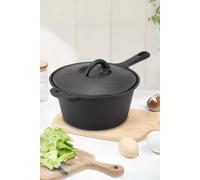 Living And Home Cast Iron Round Dutch Oven Stew Pot Sauce Pan Cookware With 2 Handles For Kitchen Camping In Black Black One Size