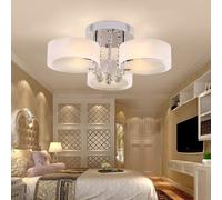 Living and Home Ceiling Light Semi-Flush Mount, Cylindrical Acrylic Lampshades, Crystal Drops - 3 cylindrical shades