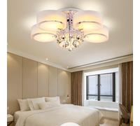 Living and Home Ceiling Light Semi-Flush Mount, Cylindrical Acrylic Lampshades, Crystal Drops - 5 cylindrical shades