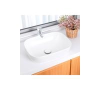 Living And Home Ceramic Countertop Basin With Central Drain Set In White White One Size