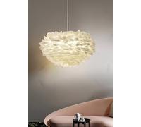 Living And Home Chic Feather 3-Light Chandelier Pendant Light In White White