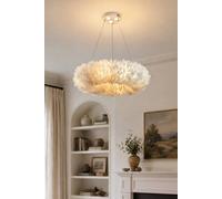 Living and Home Chic Feather 6-Light Chandelier Pendant Light in White Living and Home White