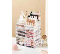 Living and Home Clear Dustproof Makeup Storage Organizer Drawers Large Skin Care Cosmetic Display Cases for Bathroom Stackable Storage Box - Clear